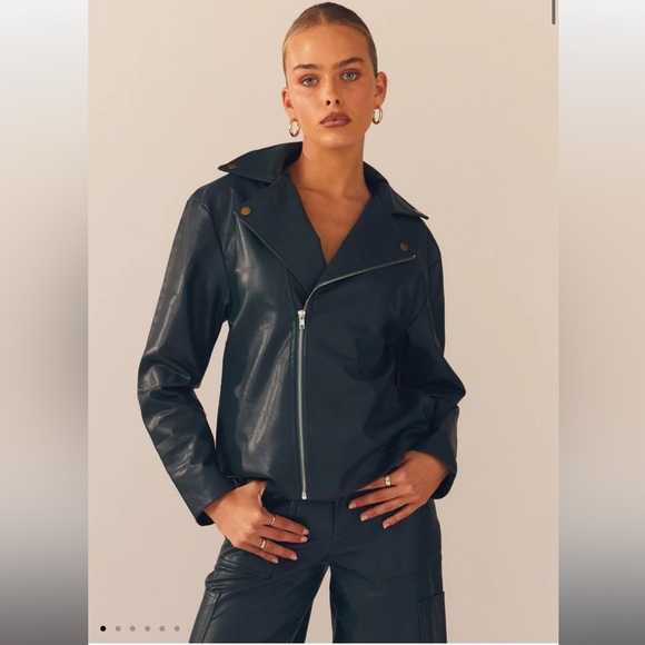 Peppermayo Exclusive - In My Natural Element PU Jacket - Dark Forest Size 4 - Picture 1 of 9